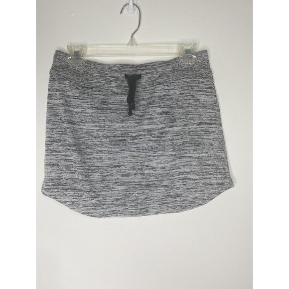 Athleta Skirt Sz S Heather grey Balck Elastic Draw String Waist Pockets Athletic - Picture 1 of 4